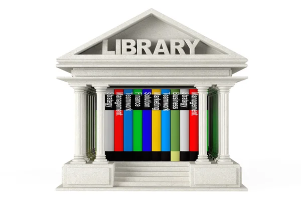 Édifice de bibliothèque à gros plan avec livres — Photo