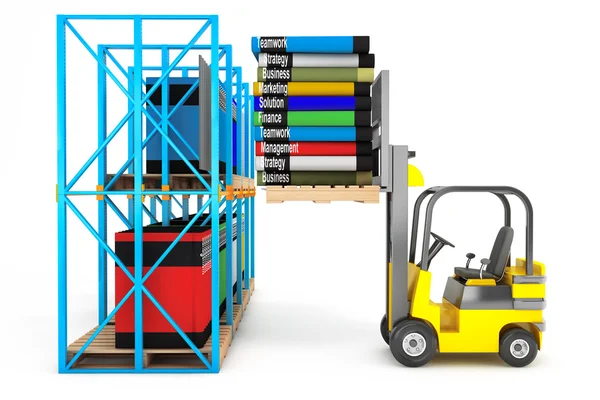 Forklift dengan Stack of Books — Stok Foto