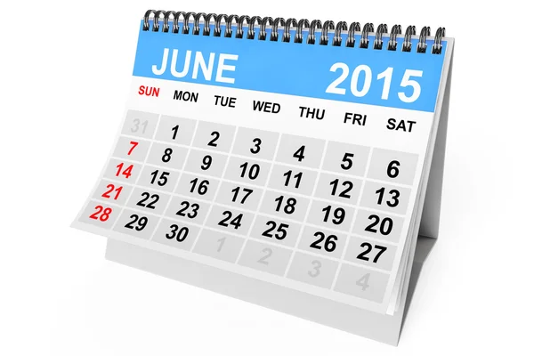 Kalender juni 2015 — Stockfoto