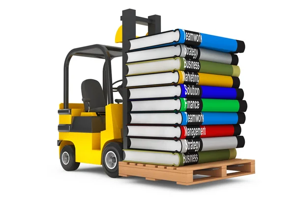 Forklift with Stack of Books — Stock Photo, Image