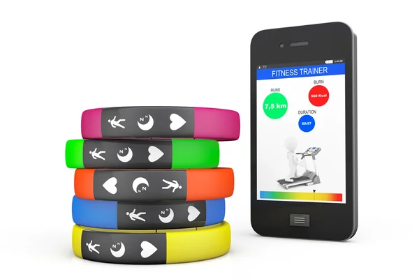 Fitness Trackers with Mobile Phone — Stock Photo, Image