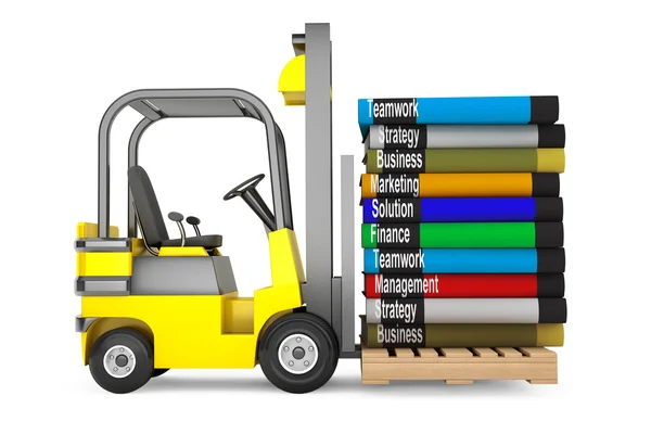 Forklift with Stack of Books — Stock Photo, Image