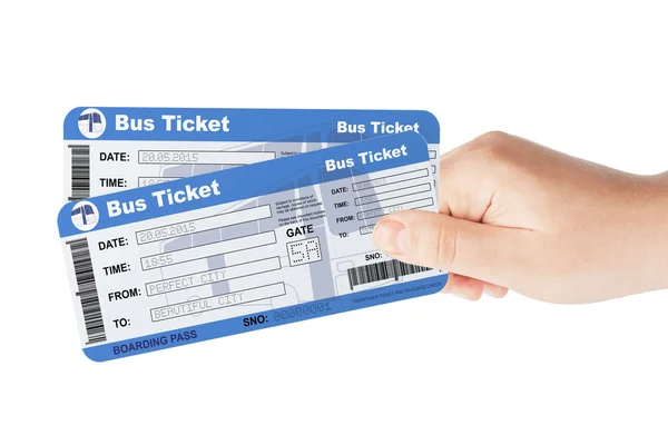 Bus tickets holded by hand — Stock Photo, Image