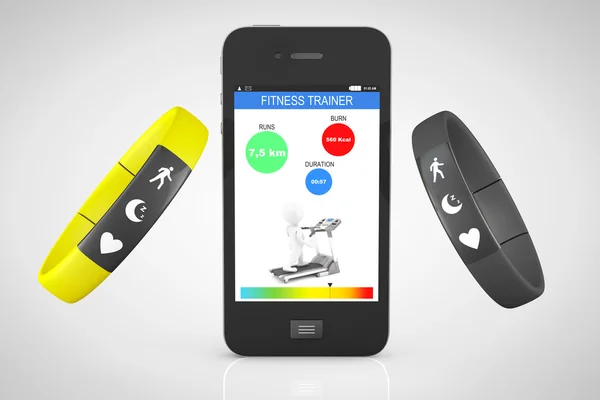 Fitness Trackers with Mobile Phone — Stock Photo, Image