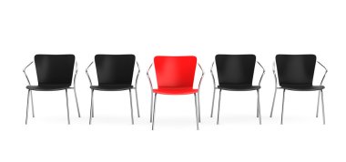Business large meeting. Boss Chair Between other chairs. 3d rend clipart