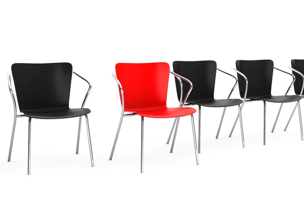 Business large meeting. Boss Chair Between other chairs. 3d rend — Stock Photo, Image