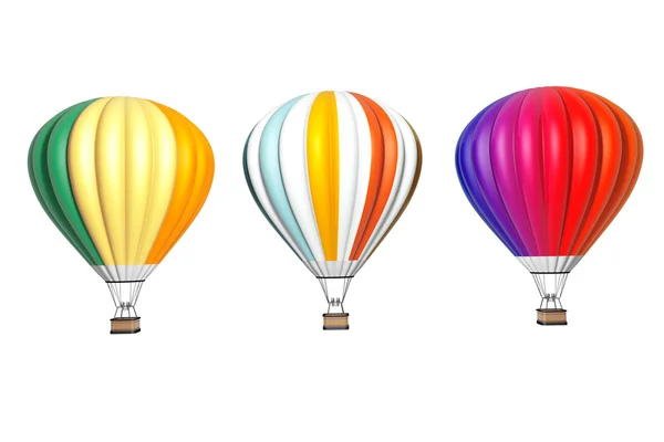 Farverige varmluftsballoner i flyvning - Stock-foto