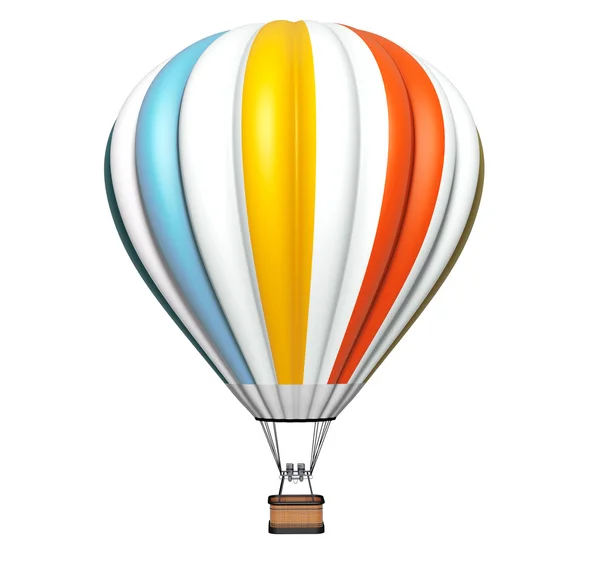 Kleurrijke hete luchtballon in vlucht — Stockfoto