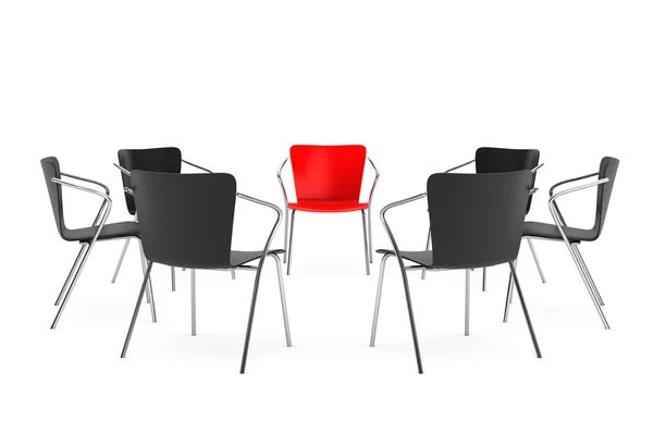 Gran reunión de negocios. Sillas organizando ronda con la silla Boss . — Foto de Stock