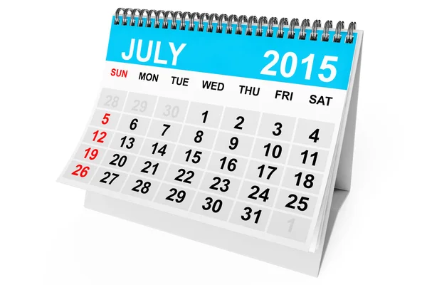 Calendario Julio 2015 —  Fotos de Stock