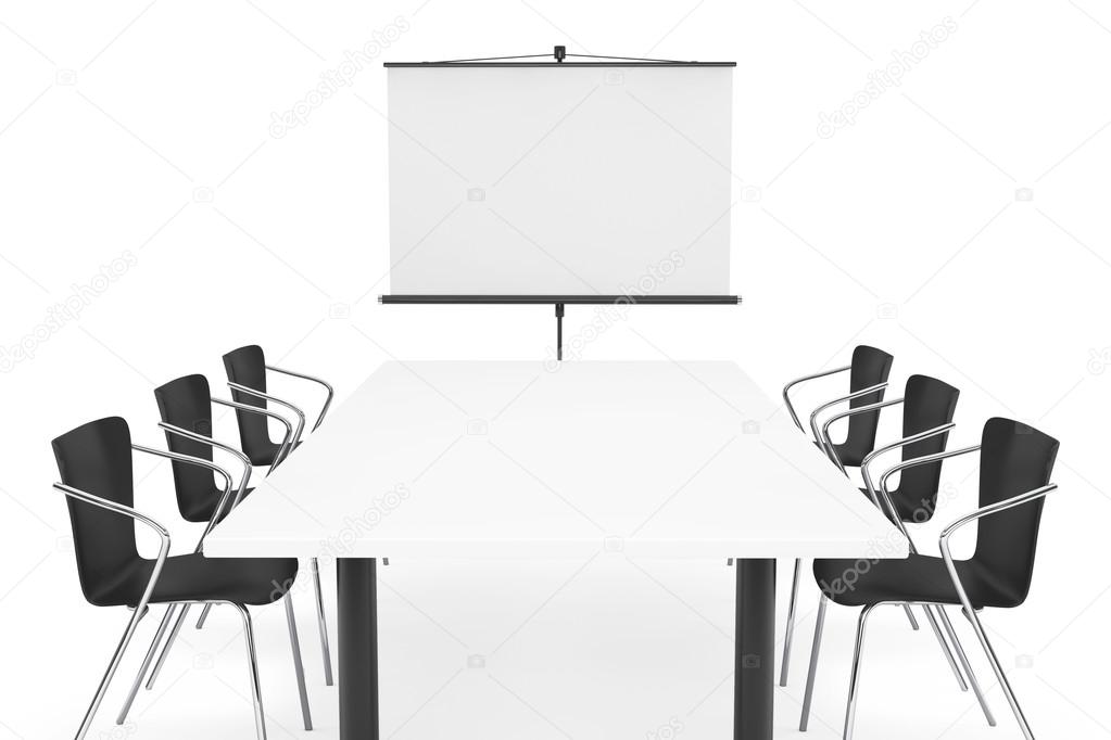 Projection Screen, Table and Chairs 