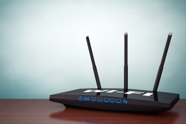 Old Style Photo. 3d Modern WiFi Router clipart
