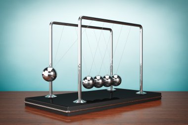 Old Style Photo. Perpetual Motion Spheres of Newton