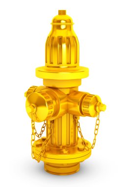 Golden Fire Hydranton 3d rendering