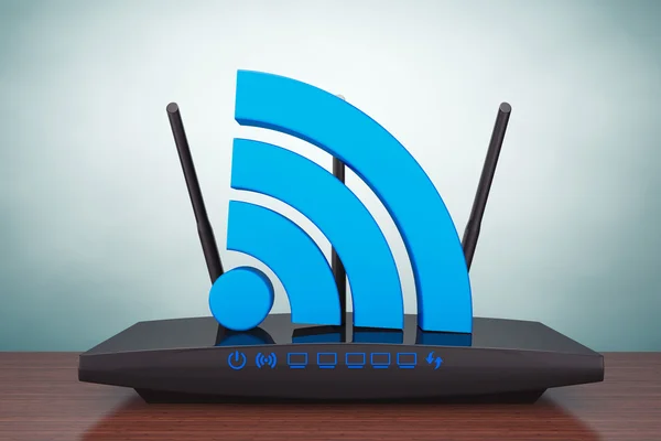 Old Style Photo. 3d Modern WiFi Router — 图库照片