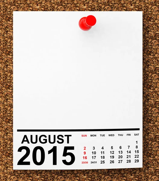 Kalender för augusti 2015 — Stockfoto