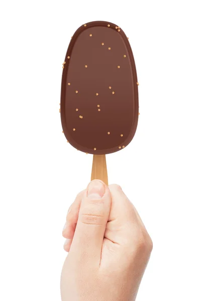 Crème glacée tenue à la main — Photo