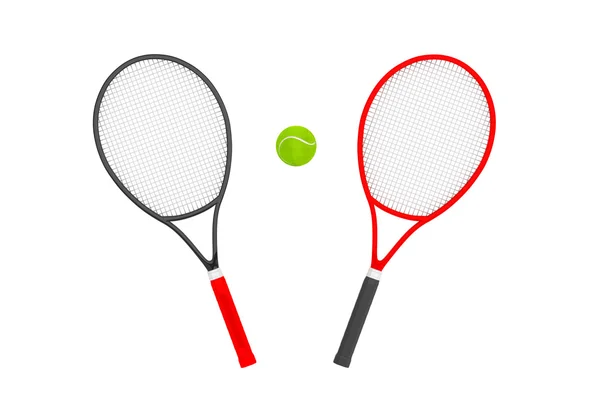 Closeup raquetes de tênis com bola — Fotografia de Stock