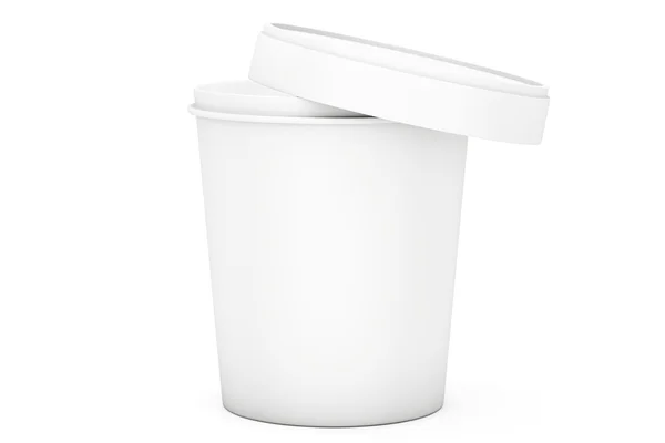 White Food Plastic Tub Bucket Container For Dessert, Yogurt, Ice — Stockfoto