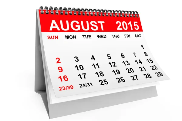 Kalendář srpna 2015 — Stock fotografie