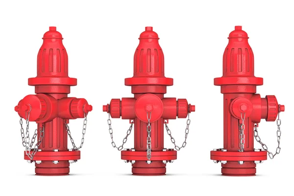 Red Fire Hydrants 3d rendering — 图库照片