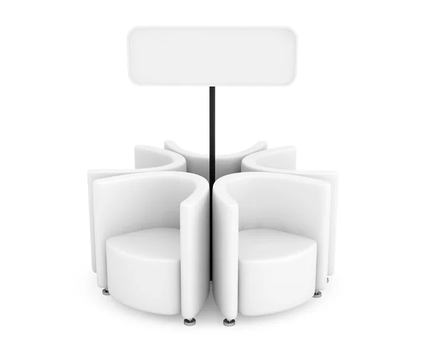 Cadeiras abstratas e banner em branco — Fotografia de Stock
