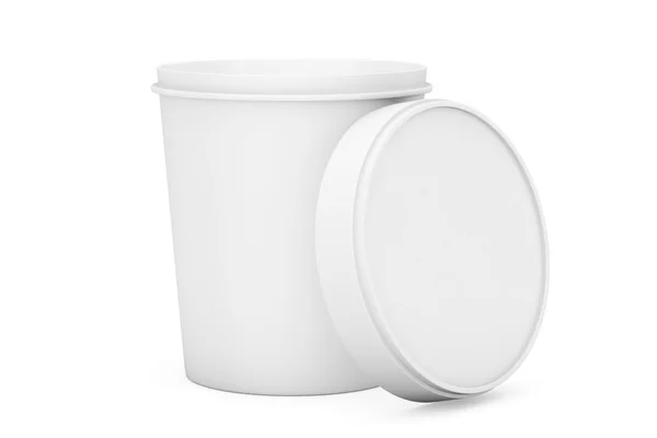 White Food Plastic Tub Bucket Container For Dessert, Yogurt, Ice — Stock Fotó