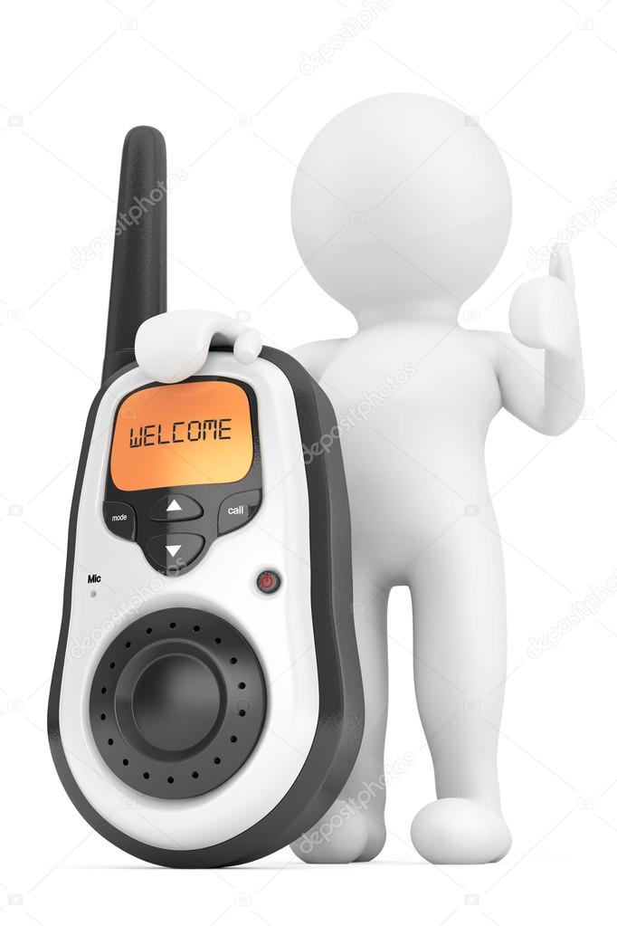 3d Person with Portable radio transceiver. 3d rendering