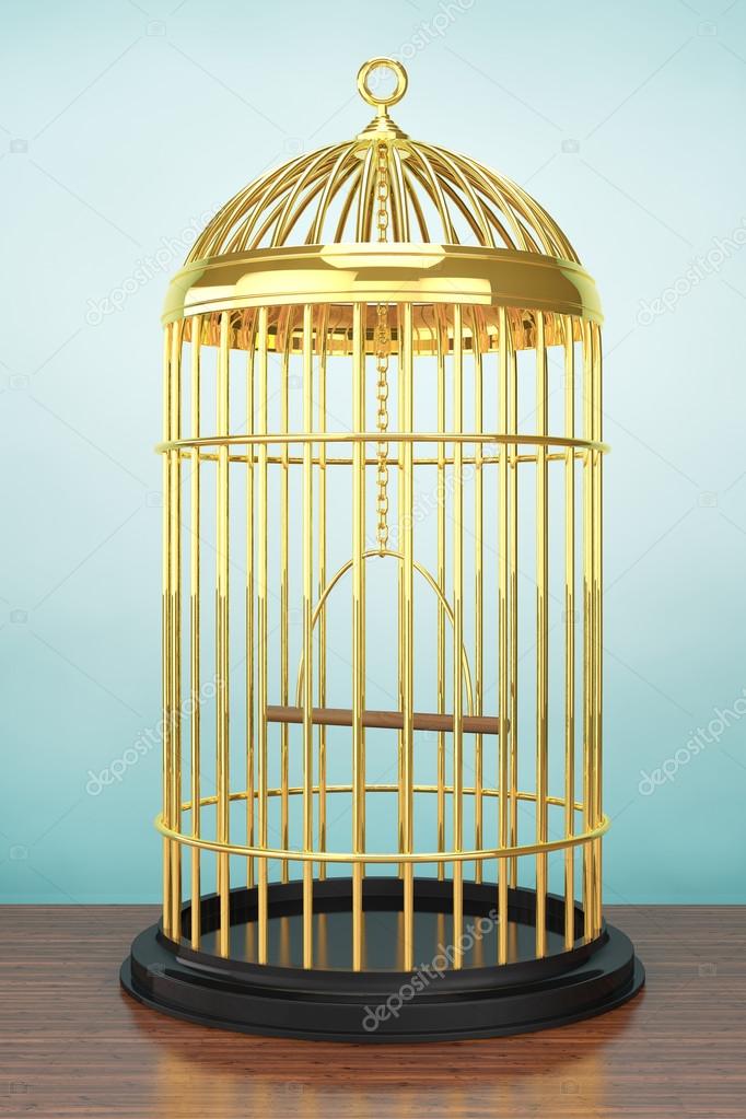 Old Style Photo. Golden Bird Cage