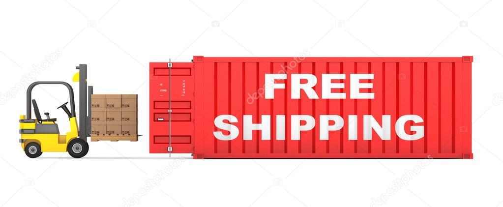 Forklift Loaded Cardboard Boxes in Free Shipping Container