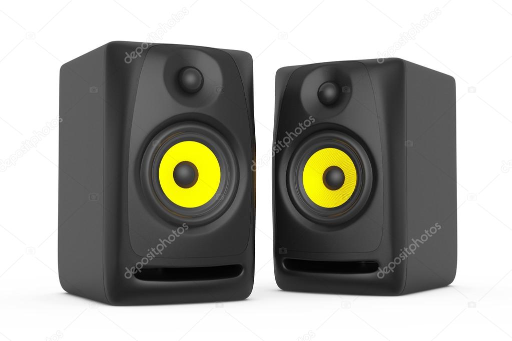 Closeup Audio Speakers. 3d rendering
