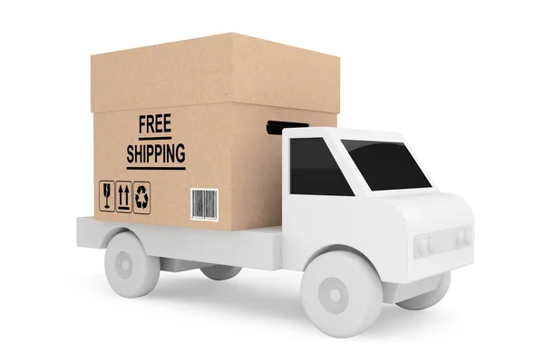 무료 배송 상자와 간단한 트럭 부하 — 스톡 사진