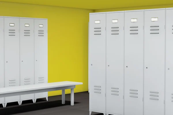 Row of Steel Lockers with bench — Stock Photo, Image