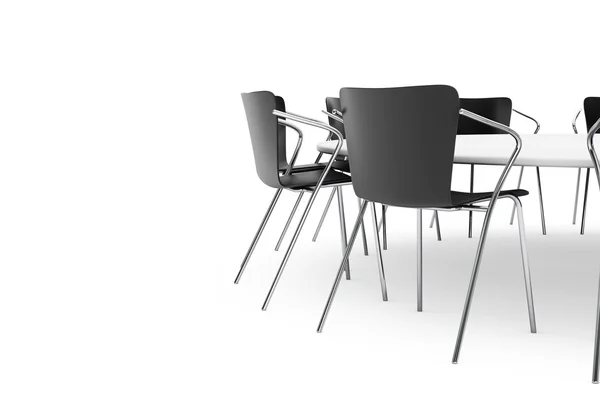 Black Office Chairs and Conference Round Table — Stock Photo, Image