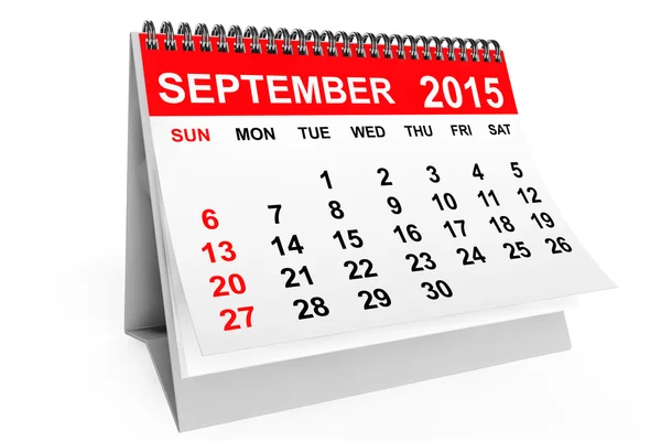 Calendario septiembre 2015 — Foto de Stock