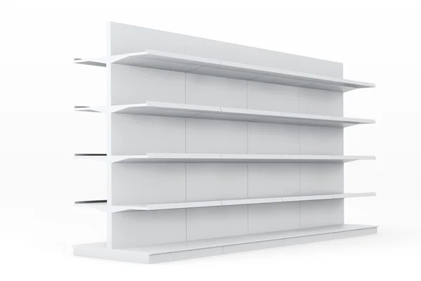 White Market Racks Shelves Showing Products — Stock Photo, Image