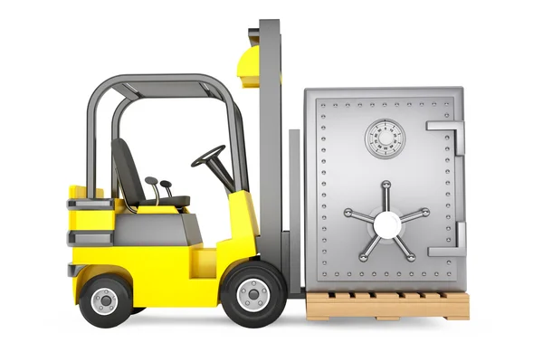Forklift truck with Metal Safe — Stock Photo, Image