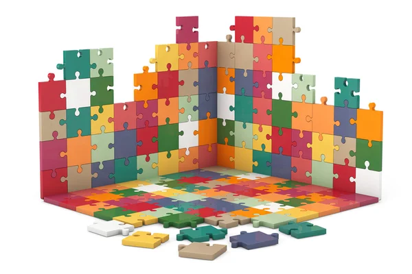 Multicolour Puzzle Wall and Floor Construction — Stock Photo, Image