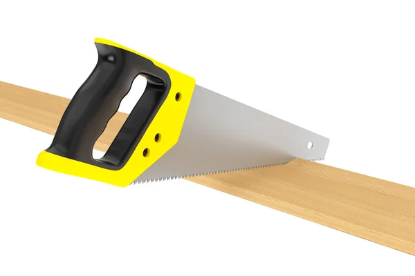 Hand Saw Tool and Wood Board — Stock Photo, Image