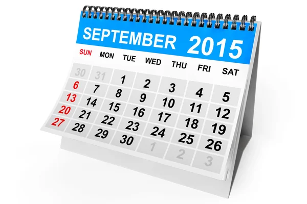 Calendario settembre 2015 — Foto Stock