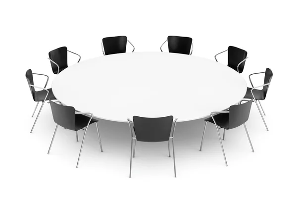 Чорний офісних стільців і конференція, Круглий стіл Ліцензійні Стокові Фото