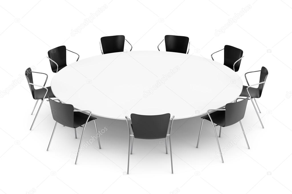 Black Office Chairs and Conference Round Table Stock Photo by ©doomu 79842088