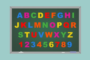 Düz alfabe oyuncak kavramsal illüstrasyon manyetik harfler ov