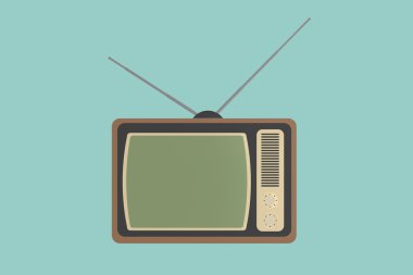 Düz kavramsal illüstrasyon klasik vintage Tv