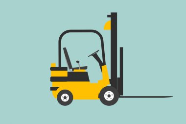 Yelllow forklift düz kavramsal çizimi