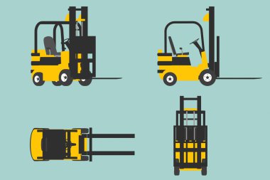 Yelllow forklift düz kavramsal çizimi