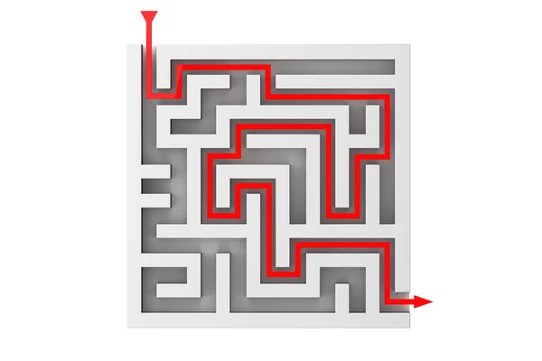 빨간색 화살표 미로 통해 이동 — 스톡 사진