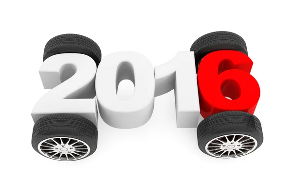 2016 rok koncept s koly aut — Stock fotografie