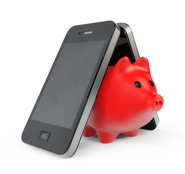 Piggy Bank with Mobile Phone — Stock Photo, Image