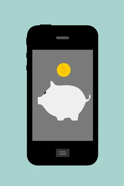 储钱罐与移动电话的平概念图 — 图库照片